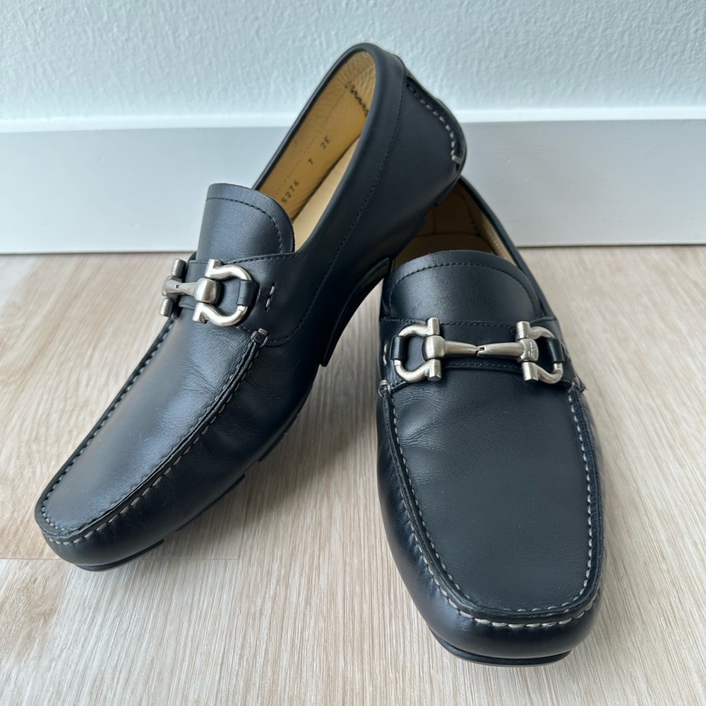 Salvatore Ferragamo Parigi Men's Loafer Shoes, Size 7 2E BLACK